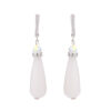 Drop Silver Earrings in Ivory Color with Cubic Zirconia Leverback